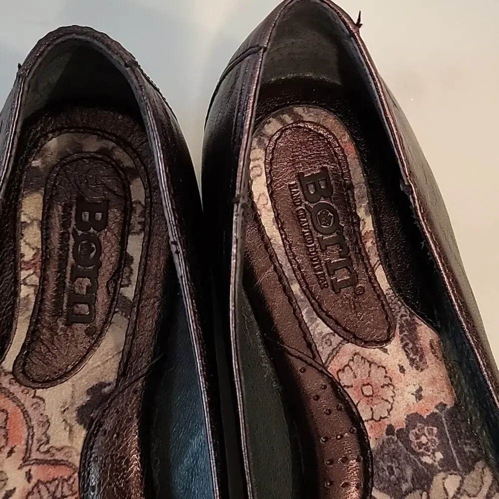 Born Adele Bronze Leather Ballet Flats, 6.5